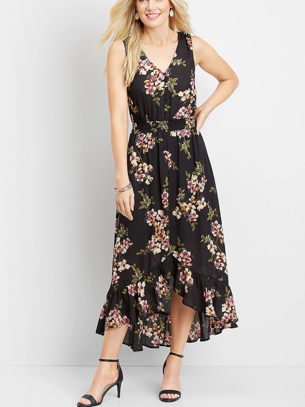 Maurices floral smocked waist maxi dress